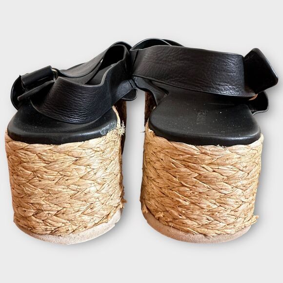 Vince Platform Espadrille Sandals Jesson Black Leather Size 9 EU 39.5 EUC - Picture 8 of 11